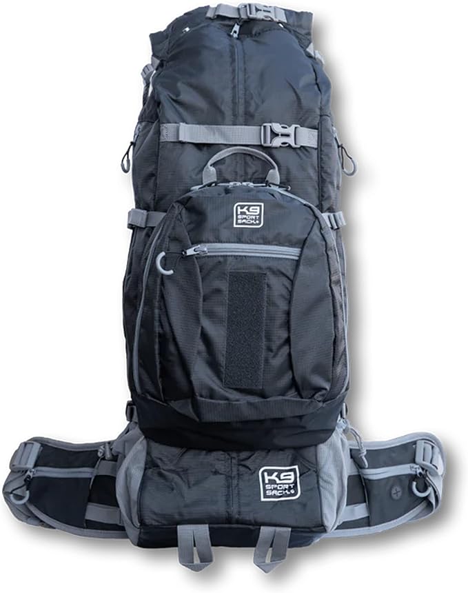 K9 Sport Sack Kolossus - X-Large, Black - The Big Dog Backpack - Ideal for Dogs 23-25” Long - Fully Adjustable Pet Carrier - Doubles as a Professional-Grade 60L Hiking Pack-Mewly Pet