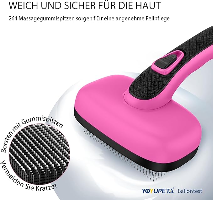 Dog Brush for Shedding & Grooming, Self Cleaning Slicker with Retractable Pins for Short & Long Haired Dogs & Cats. Removes Loose Fur, Undercoat, Mats & Tangles. Fits Large, Small Pet. Pink-Mewly Pet