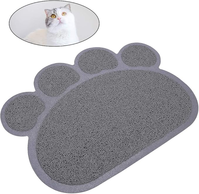 Kitty Litter Box Starter Kit - Small Cat Litter Pan Without Lid, Litter Mat, Scoop and Bowl for Kitten Within 3 Months (GreyScoop)-Mewly Pet