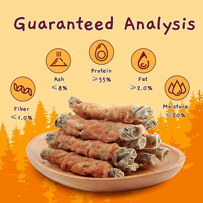 Jungle Calling Dog Treats, High Protein Dog Chewy Treats Health Teeth and Coat, Chicken Wrapped Cod Skin Sticks, Rawhide-Free Cod Fish Skin Treats for Dogs, 10.6 oz-Mewly Pet