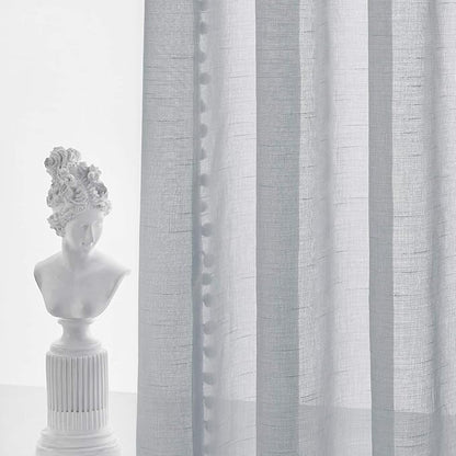Treatmentex Grey Linen Textured Sheer Curtains Drapes for Bedroom Living Room Office Window Curtain Set 2 Pack Extral Long 108 inches Length Rod Pocket