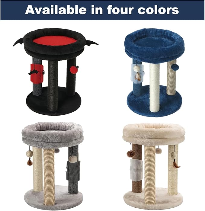 MECOOL Cat Scratching Post Tree with Tower Soft Bed.Natural Quality Sisal Carpet Jute Scratch Posts with Three Hanging Ball Toys and Massage Brush for Indoor Cats and Kittens Blue-Mewly Pet