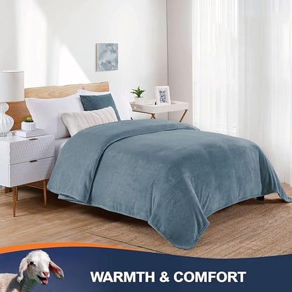 Washed Blue/Slate Blue/Grey Blue Super Soft Microfiber Flannel Blankets for Couch, Bed, Sofa Warm and Cozy for All Seasons