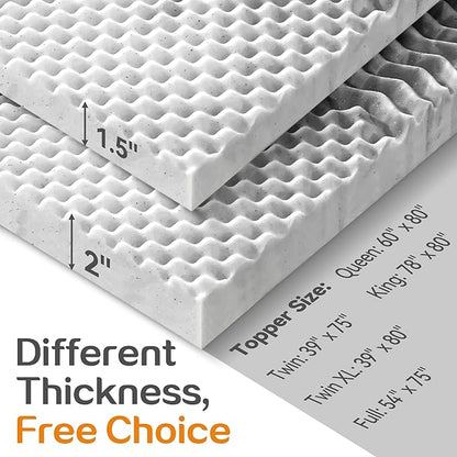 SINWEEK 1.5 Inch Memory Foam Mattress Topper Twin XL, Twin Extra Long Mattress Pads for College Dorm Single Bed, Pressure Relieve CertiPUR-US Certified, 39x80 Inches, Gray