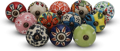 Knobs for Cabinets and Drawers Assorted Multicolor Cupboard Wardrobe Furniture Knob Door Pull Handles for Dresser Kitchen Wardrobes Boho Home Interior Decor - Pack of 25