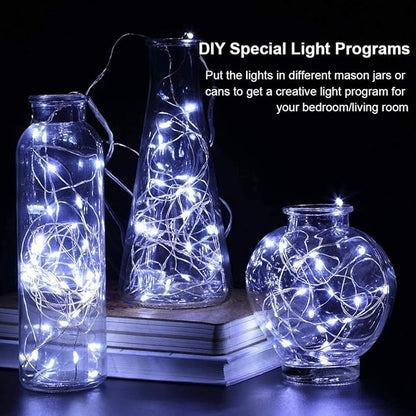 10 Pack Fairy Lights Battery Operated - 7ft 20 LED Twinkle Lights Copper Wire Mini String Lights Firefly Lights for Mason Jars DIY Crafts Christmas Wedding Party Centerpiece Table Decor, Cool White