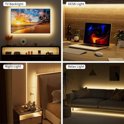 PAUTIX COB LED Strip Light 5V USB 9.84ft/3m 640LEDs 1200lm Dimmable LED Strip Light 3000K Warm White CRI90+ USB TV Backlight,Flexible Under Cabinet Tape Light for Bedroom,Kitchen,Home DIY Lighting