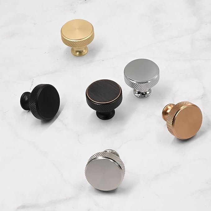 Asidrama 10 Pack Polished Chrome Kitchen Cabinet Knobs Knurled Dresser Knobs Drawer Knob Cabinet Hardware Aluminum Knob for Dresser Drawers
