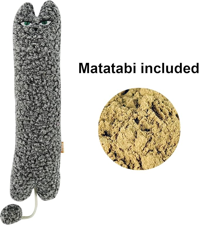 TTcat Catnip Silvervine Matatabi Pillow for Cats & Kittens,Cat Kicker Toy,Large Size Cat Pillow Soothing Plush Cat Toy(Grey).-Mewly Pet