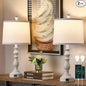 23'' Farmhouse Table Lamps for Living Room Set of 2 with USB C+A Ports, Retro Bedside Lamp for Bedroom, Office, Dining Room, Knob Switch, 3 Color Temperatures, Bulb Included, Beige