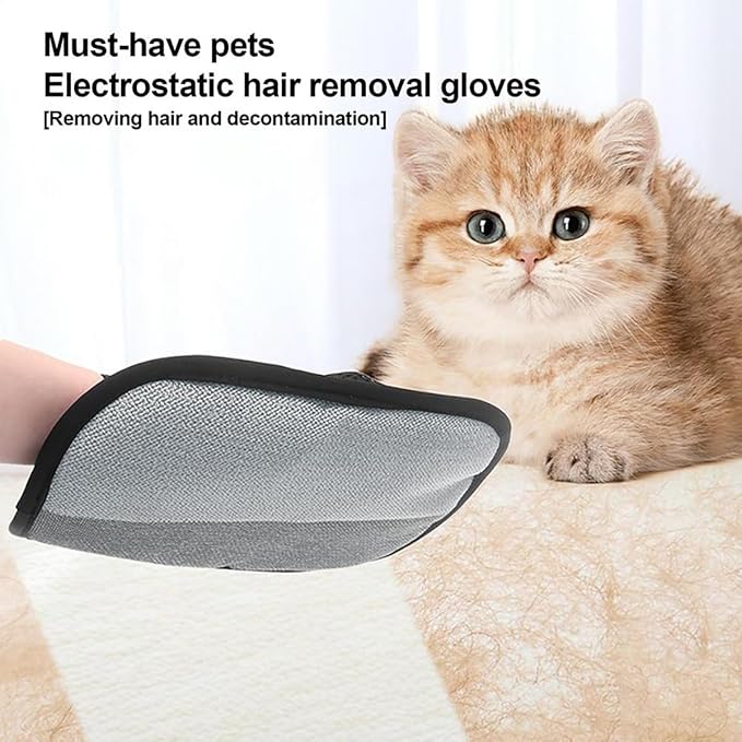 2025 New Upgraded Electrostatic Pet Hair Removal Gloves - Reusable Cat Hair Remover & Dog Hair Removal Mitt with Elastic Cuff & Finger Loops for Furniture, Bedding, Car (2pcs)-Mewly Pet
