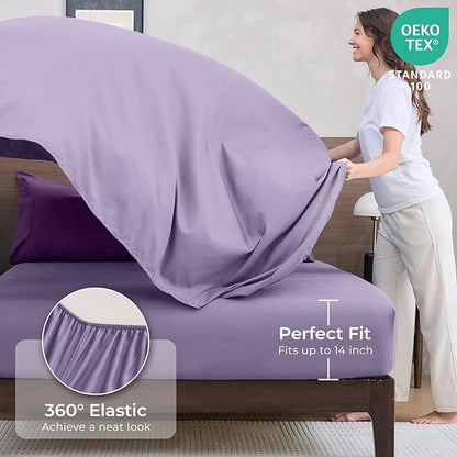 HEVUMYI Purple & Light Purple Twin-XL Comforter Set - 5-Piece All Season Bed in a Bag Twin-XL, Ultra Soft Bedding Set with Comforter, Flat Sheet, Fitted Sheet, Pillowcases, Pillow Shams