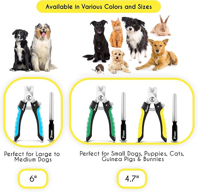 Candure Dog Nail Clippers for Pet Grooming - Professional Cat Nail Trimmers Suitable for Small to Medium Breeds with a Safety Guard & Nail File-Mewly Pet