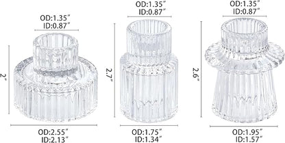 Vixdonos Glass Candlestick Holders Tealight Candle Holders for Table Centerpieces, Wedding Decor and Dinner Party (6 Pcs, Clear)