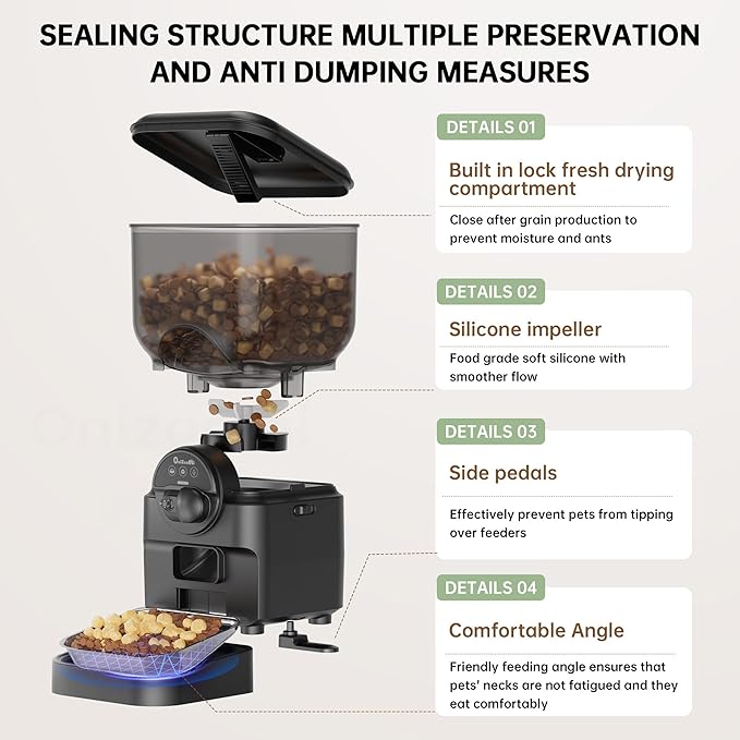 Automatic Pet Feeder for Cat and Dog - 6L Auto Cats Food Dispenser with Camera - WiFi App Control Smart Feeders with Timed - Dogs Feeding Station with 15-Day Battery Life After Power Off-Mewly Pet