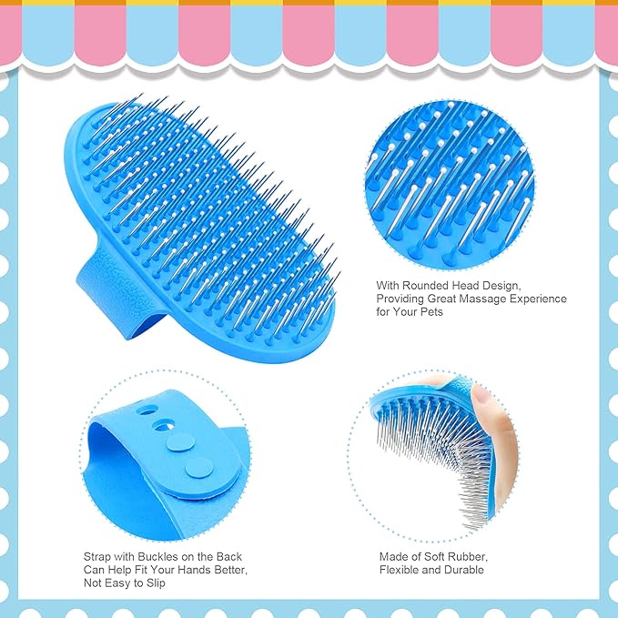 Rabbit Grooming Kit, Rabbit Brush for Shedding with Bunny Nail Clipper, Rabbit Nail Trimmers with Pet Combs for Hamster Guinea Pig Ferret by KALAMANDA(6 Pack)-Mewly Pet