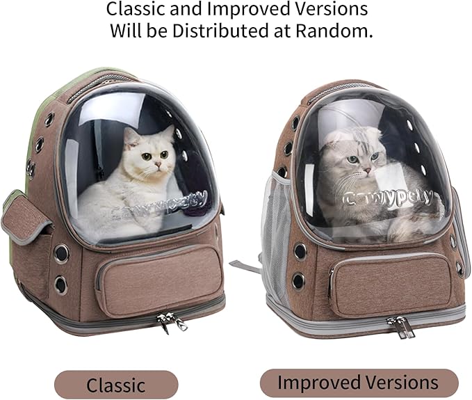 Cat Backpack Carrier, Breathable Cat Carrier Large Space Bubble Pet Backpack for Kitty Small Dog up to 15lbs, Transparent & Foldable Pet Carrier for Travel Hiking-Mewly Pet