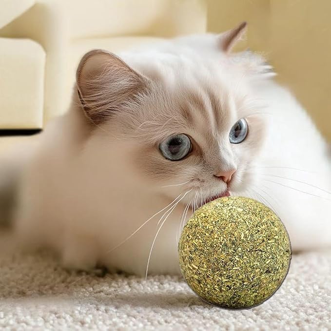 happylain 2 inches Diameter Catnip Ball - Catnip Balls for Cats, Interactive Cat Toy for Indoor Cats, Cat Nip Licking Balls-Mewly Pet