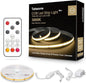 White COB Led Strip Lights Max with RF Remote, 16.4ft 3000K Dimmable Ultra Bright Warm White COB Light Strip, Adhesive Indoor COB Led Lights for Living Room, Shelf, Cabinet