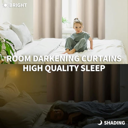 BGment Blackout Curtains - Grommet Thermal Insulated Room Darkening Bedroom and Living Room Curtains, Set of 2 Panels (38 x 84 Inch, Champagne)
