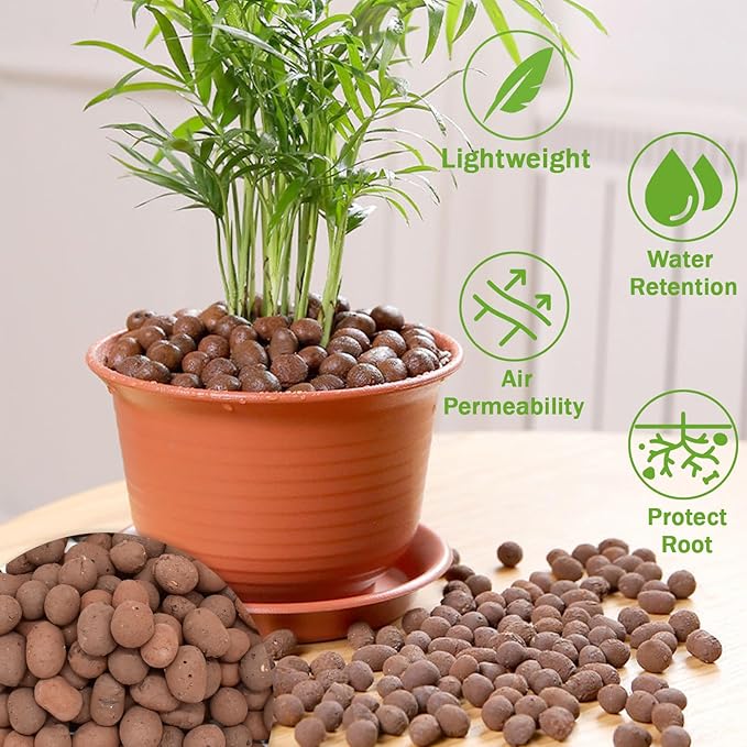 Halatool 12LB Expanded Clay Pebbles for Potted Plants Organic Lightweitht Clay Leca Balls for Hydroponics Gardening Orchids Drainage Decoration Aquaponics Aquariums-Mewly Pet