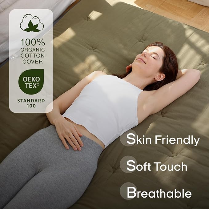 ZonLi Japanese Floor Futon Mattress Full Size 75"x 54", 100% Cotton Cover 2.5'' Thicken Tatami Mattress, Foldable Sleeping Pad, Portable Dormitory Tatami Mat, Roll Up Floor Lounger Bed for Adult