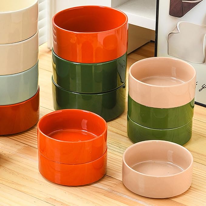 Petygooing Ceramic Dog Cat Bowl Set with Stand - Medium Dog Bowls, Anti-Slip Set of 2 - 28 OZ /3.6 Cups - Rust Red-Mewly Pet