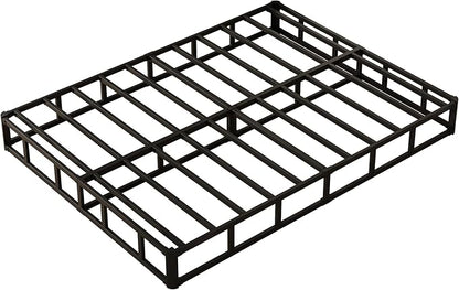 King Box Spring 9 Inch, Heavy Duty Metal Box Spring Bed Base with Fabric Cover, Mattress Foundation, Easy Assembly, Noise Free, Black