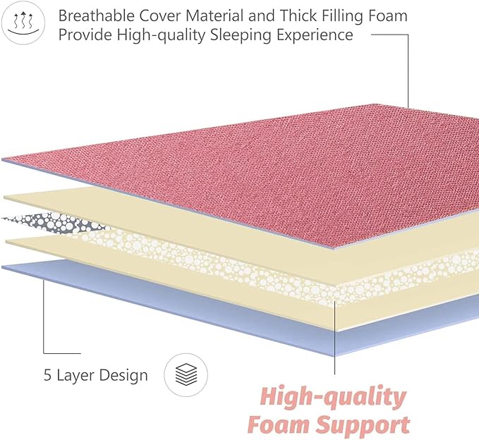 MAXYOYO Japanese Futon Mattress Twin Size Floor Mattress, Thicken Tatami Mat Sleeping Pad Roll Up Mattress Floor Bed Folding Couch Bed Mattress Pad for Guest Room, Pink, Twin