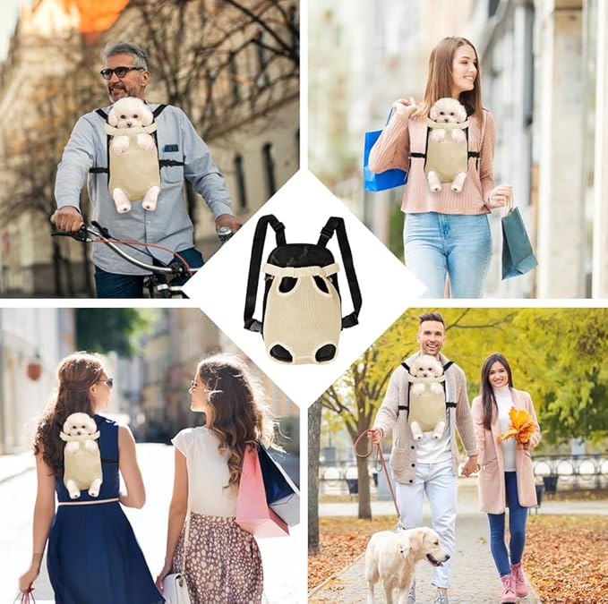 FEimaX Dog Carrier Backpack Pet Legs Out Front Cat Travel Bag, Adjustable Puppy Backpacks Carriers Hands-Free for Small Medium Dogs Cats Hiking Traveling Camping Daily Walking-Mewly Pet