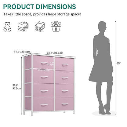 YITAHOME Fabric Dresser for Bedroom, Tall Storage Dresser with 8 Drawers, Black Dresser & Chest of Drawers,