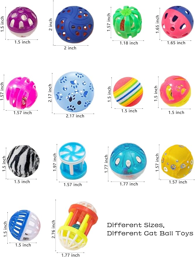 5-Piece Cat Toy Balls with Bells for Kittens and Indoor Cats, Over The Moon(1.5'', Basic Cat Toy Set)-Mewly Pet