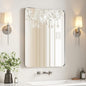 USHOWER Brushed Nickel Bathroom Mirror 24"x36", Silver Rectangle Mirror for Over Sink, Rounded Corner, Aluminum Frame, Anti-Rust, Tempered Glass, Horizontal or Vertical Mounted