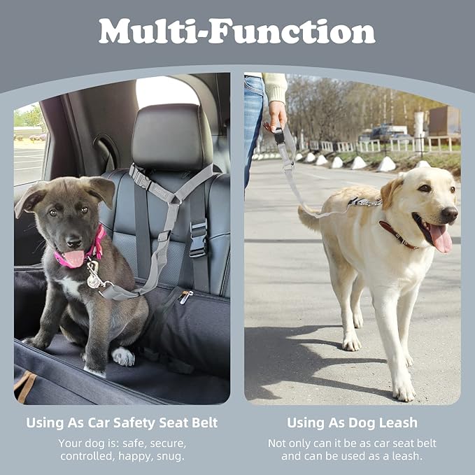 BWOGUE Pet Dog Cat Seat Belts, Car Headrest Restraint Adjustable Safety Leads Vehicle Seatbelt Harness (1 Pack)-Mewly Pet