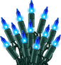 Dazzle Bright Blue Christmas Mini String Lights, 20FT 100 Count Incandescent Waterproof Fairy Lights Plug in, Connectable Christmas Decorations for Indoor Outdoor Home Party Garden Yard