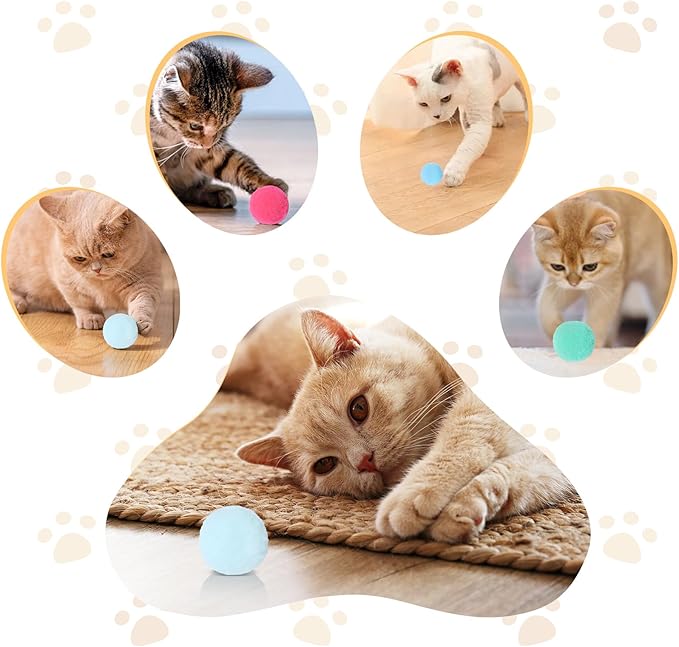 30 Pcs Soft Plush Cat Ball,Cat Toy Balls,Bulk Cats Toys,Puff Balls,Fuzzy Colorful Cats Ball for Pet Playing Exercising-Mewly Pet