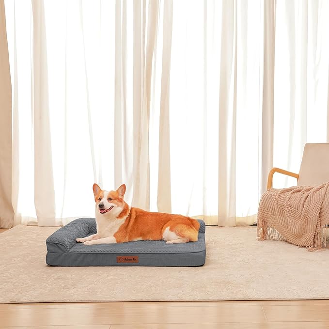 Orthopedic Dog Beds Large Sized Dog, 3 Inch Memory Foam Pet Bed for Medium and Large Dogs, Washable Removable Cover, Nonskid Bottom, Waterproof, 41x27 Inches XL Dark Grey-Mewly Pet