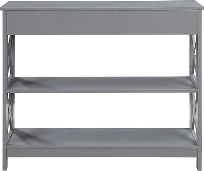 Convenience Concepts Oxford 1-Drawer Console Table 39.5" - Farmhouse Sofa Display with Storage Shelf For Living, Family, & Dining Room, Modern Entryway Hall Table for Kitchen, Bedroom, Gray