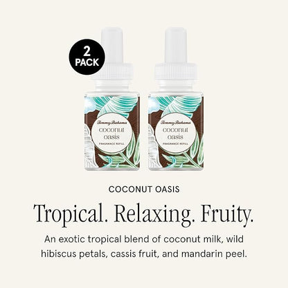Pura & Tommy Bahama Home Scent Refill - Smart Home Air Diffuser - Up to 120-Hours of Luxury Fragrance per Refill - Spring & Summer Fragrance - 2 Pack, Coconut Oasis
