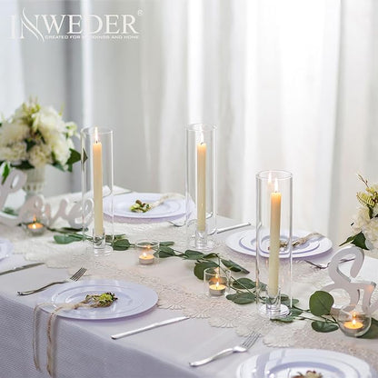 Glass Hurricane Candle Holder: 11.8" Tall Candlestick Holder Bulk with Cylinder Windproof Cover Set of 6 Clear Taper Candle Holders for Wedding Party Birthday Christmas Decor