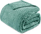 Exclusivo Mezcla Fleece Twin Size Blanket for Bed, 90x66 Inches Soft Cozy Jacquard Flannel Blankets, Lightweight Fuzzy Plush Warm for Winter, Celadon