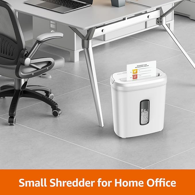 Amazon Basics Cross Cut Paper and Credit Card Shredder for Security - 8-Sheet, Heavy Duty, White-Mewly Pet