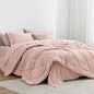 Love's cabin California King Comforter Set Pink, 7 Pieces California King Bed in a Bag, All Season Bedding Sets with 1 Comforter, 1 Flat Sheet, 1 Fitted Sheet, 2 Pillowcase and 2 Pillow Sham