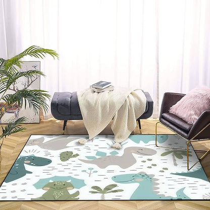 Dinosaur Baby boy Seamless Sweet Dino Palm Cactus Scandinavian Cute Area Rug Outdoor Patio Rug Play Mat Modern Floor Carpet Non-Slip Home Decor Living Room Kids Bedroom Nursery, 3x5 ft