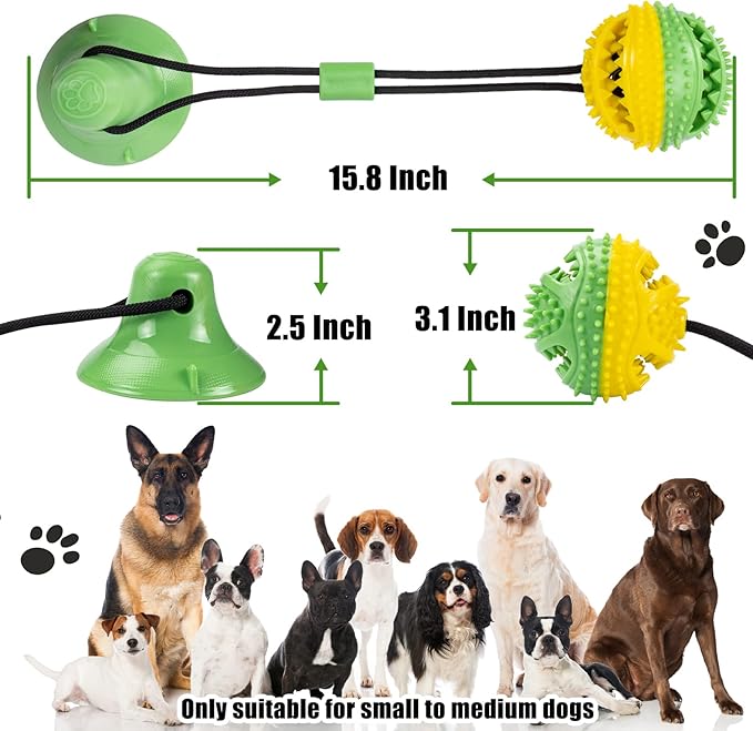 Dog Toys, Dog Chew Toys for Aggressive chewers, Puppy Training Treats Teething Rope Toys for Boredom, Puzzle Treat Food Dispensing Ball for Puppies Teething Small Dogs (Green)-Mewly Pet
