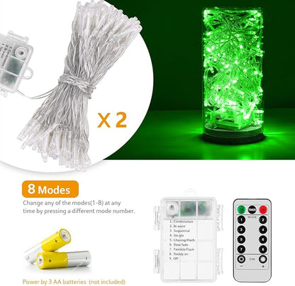 Battery Operated String Lights with Remote Timer - Waterproof, 8 Modes, Green (16.4ft), Indoor/Outdoor Decorations for Bedroom, Garden, Party, Xmas Tree