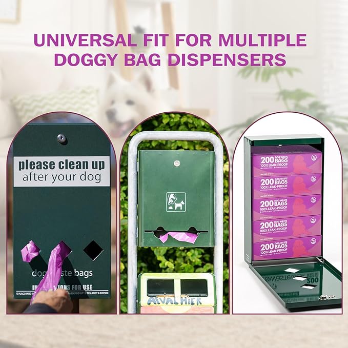 Harloon 6000 Counts Dog Poop Waste Bags 30 Rolls Extra Thick Strong Leak PET Proof Bags Disposable Bulk Universal Doggy Roll Waste Box for Puppy Outdoor Walking Travel (Purple,12 x 8 Inches)-Mewly Pet
