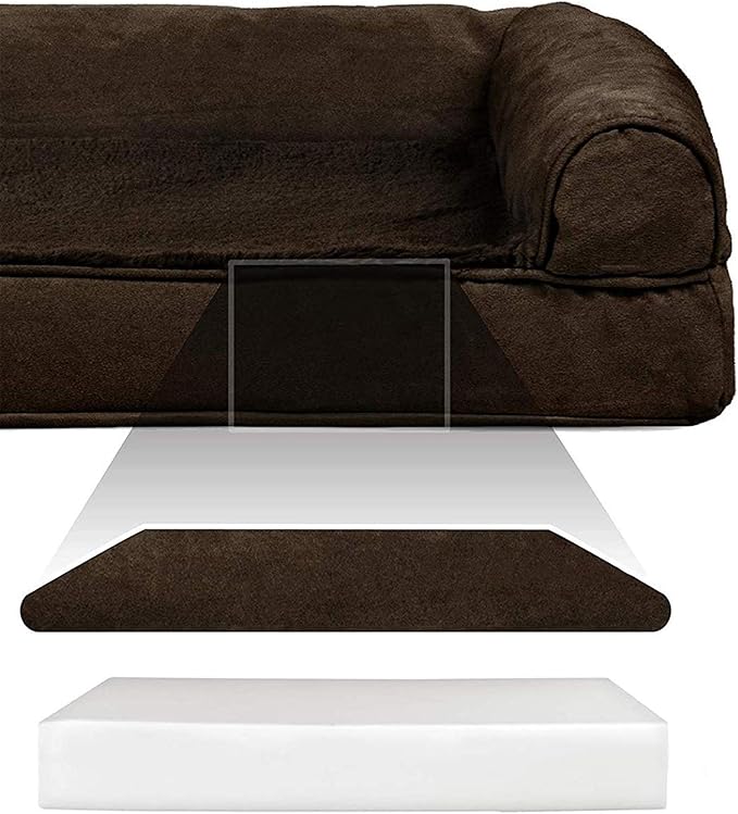 Furhaven Orthopedic Dog Bed for Large Dogs w/ Removable Bolsters & Washable Cover, For Dogs Up to 125 lbs - Plush & Suede Sofa - Espresso, Jumbo Plus/XXL-Mewly Pet