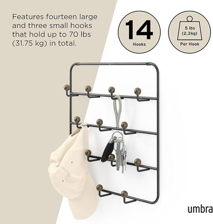 Umbra Estique Multi Over The Door Organizer Hooks, Black/Walnut Large