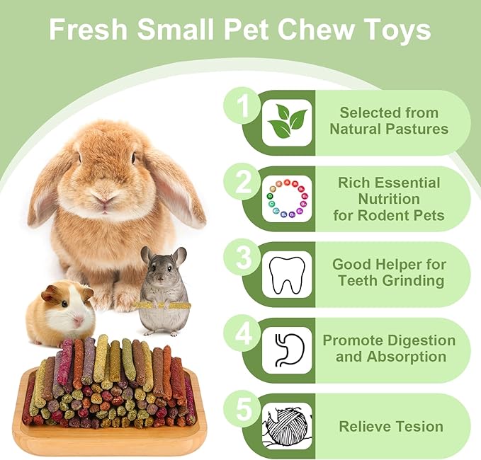 70PCS Rabbit Chew Sticks, Bunny Guinea Pig Toys for Teeth Natural Timothy Hay Sticks for Rabbit Chinchilla Guinea Pig Bunny Hamster - Chews Toys for Small Rodents' Teeth-Mewly Pet
